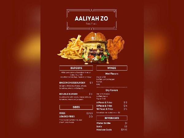 Aaliyah Zo Menu 60X80 - Faraz Akbar